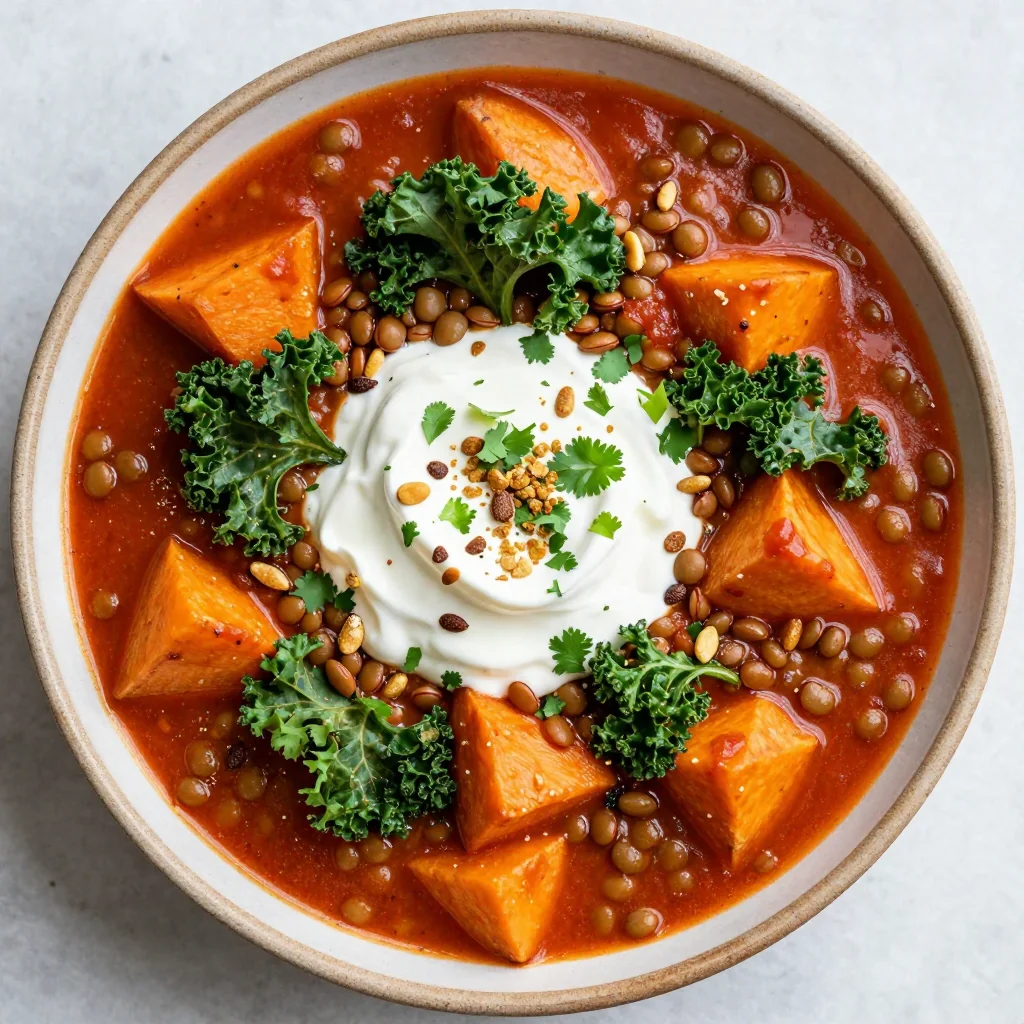 onepot high protein lentil and sweet potato stew for families