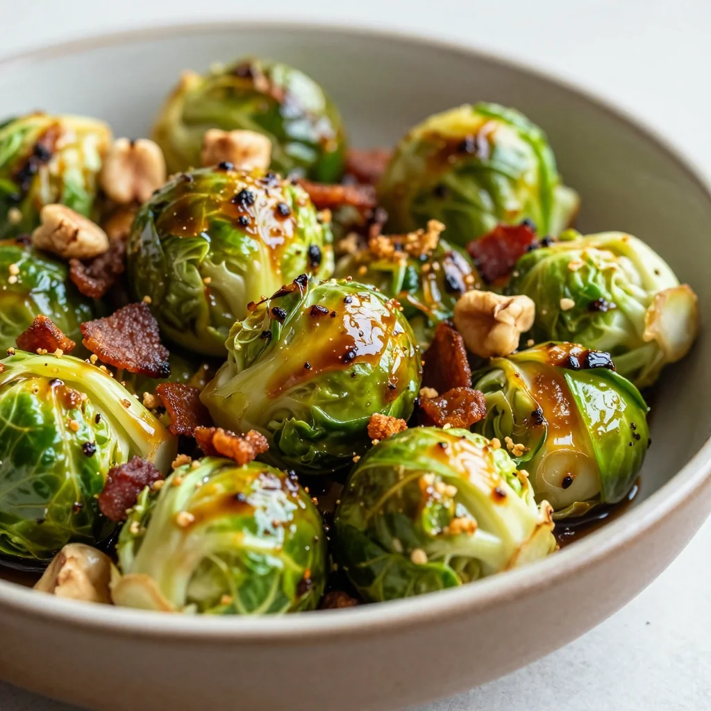 roasted brussels sprouts with bacon and balsamic glaze for holidays