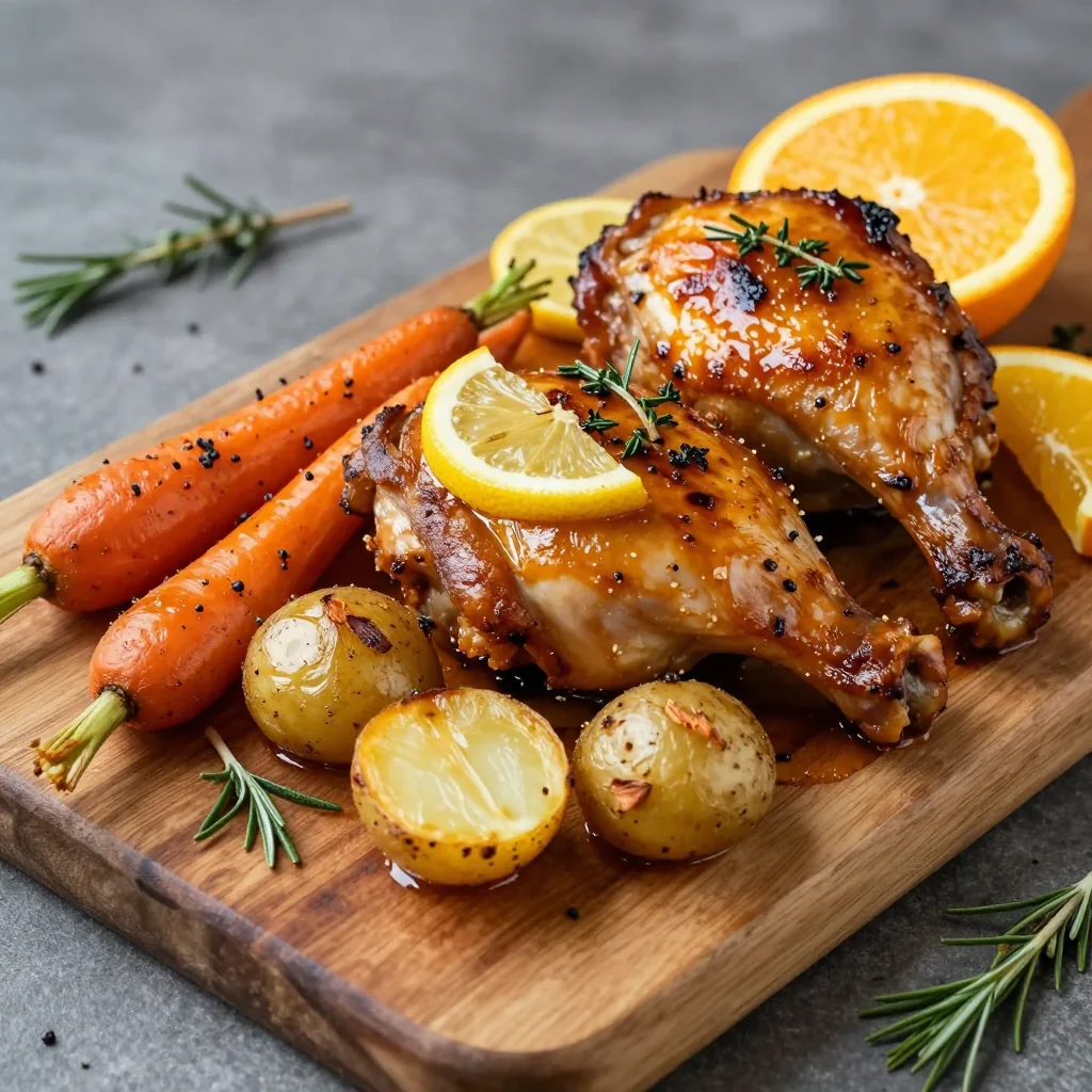 roasted citrus chicken with carrots and potatoes for cozy winter meals