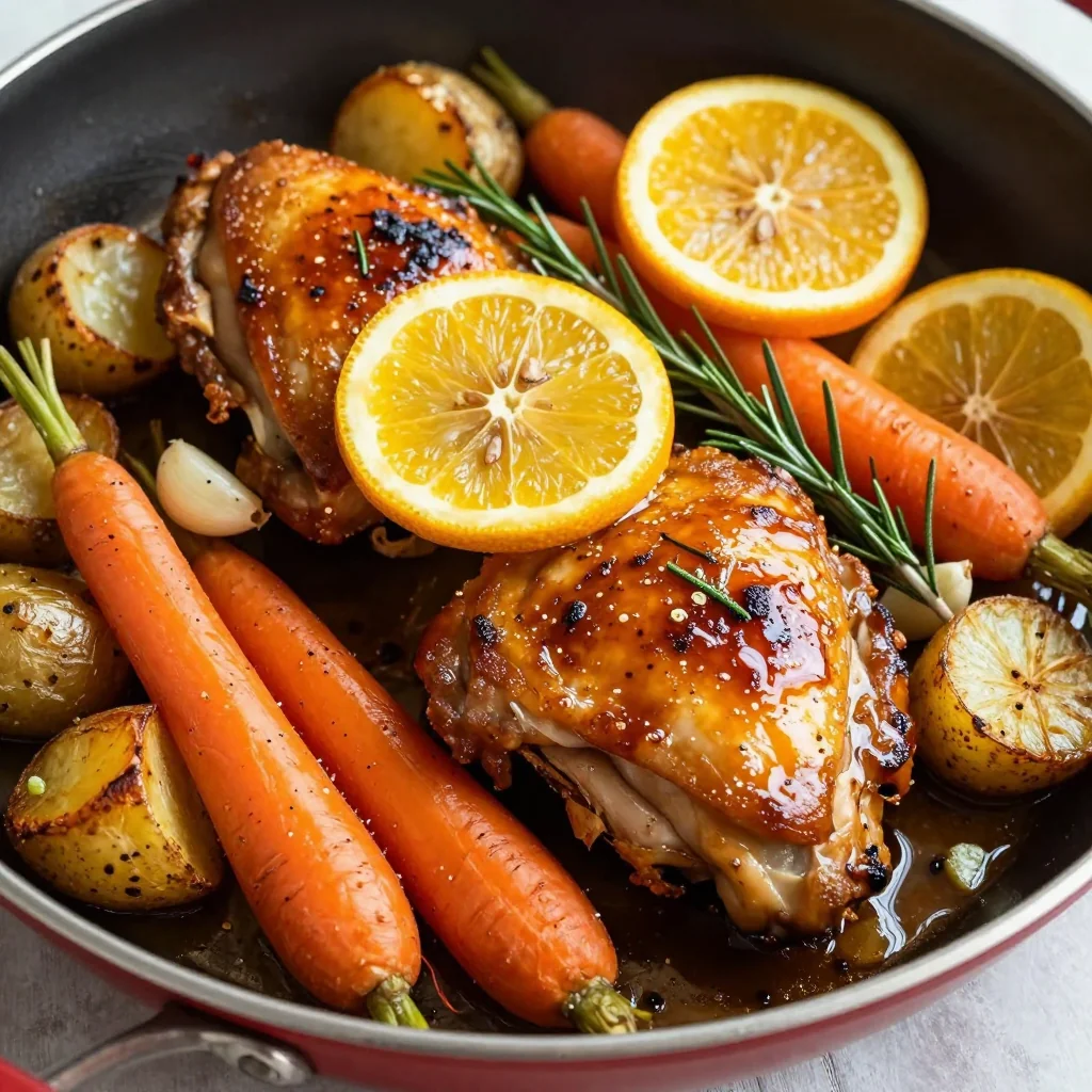 Roasted Citrus Chicken with Carrots and Potatoes
