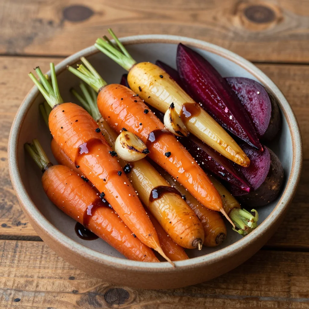 roasted root vegetable medley with garlic and balsamic for winter dinners