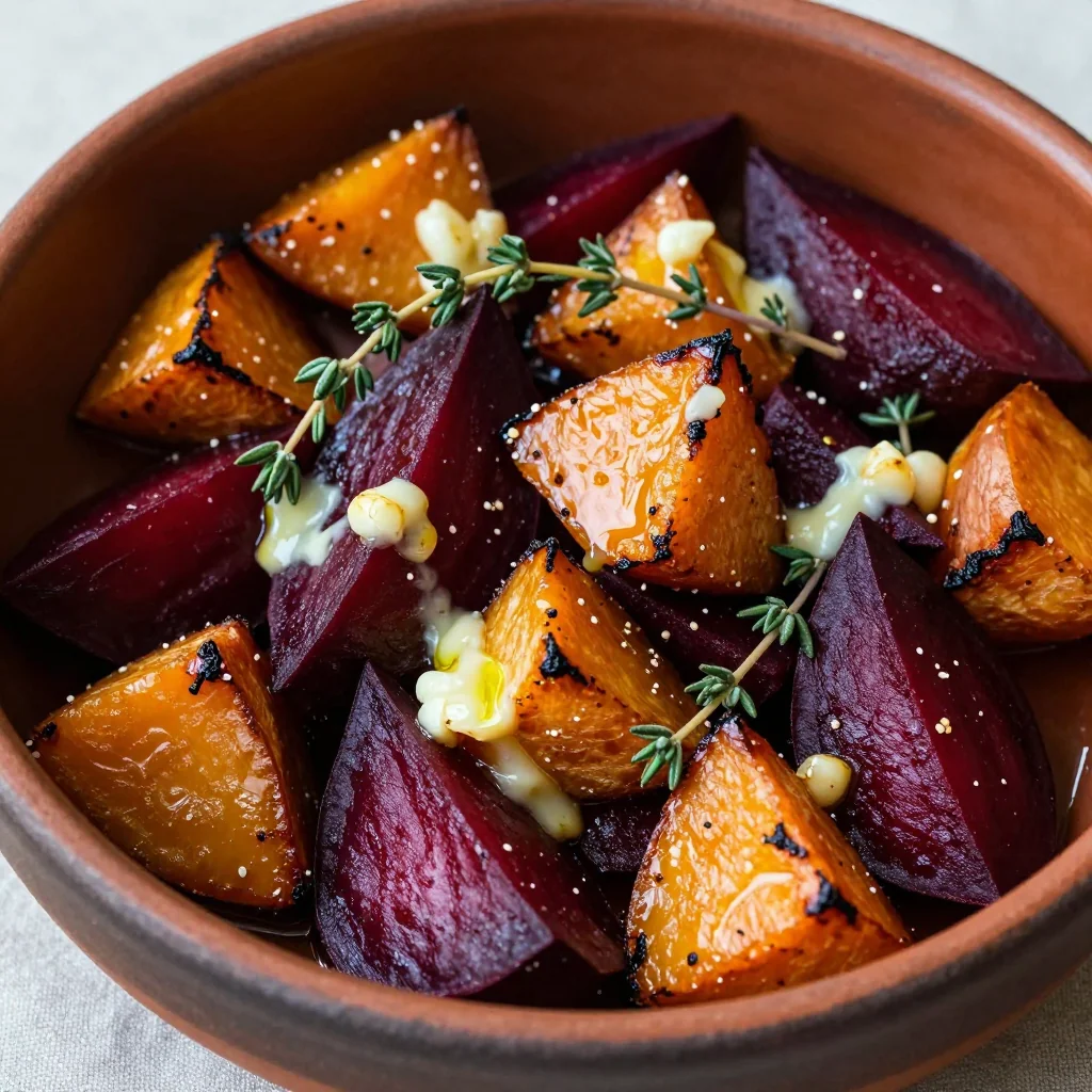 roasted sweet potato and beet medley with garlic for cold winter nights