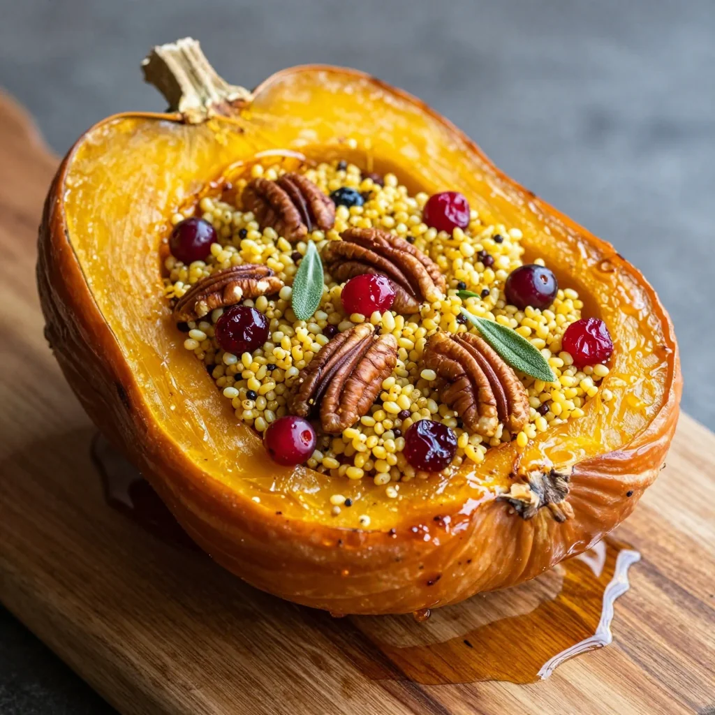 savory stuffed acorn squash with quinoa and cranberries for winter