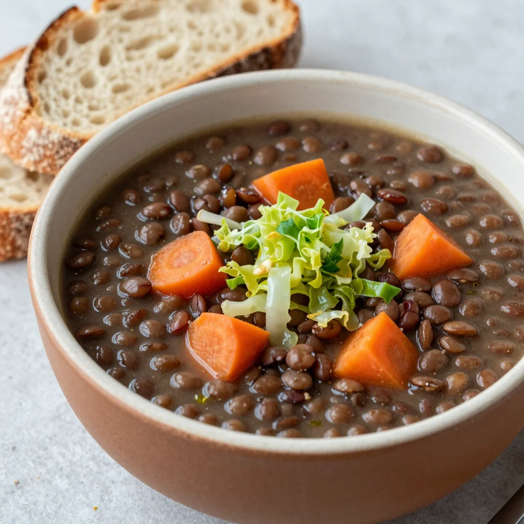 slow cooker lentil soup with carrots and cabbage for january evenings
