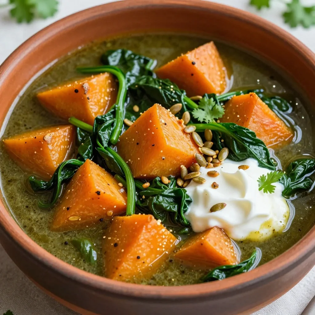 slow cooker sweet potato and spinach stew for nourishing dinners
