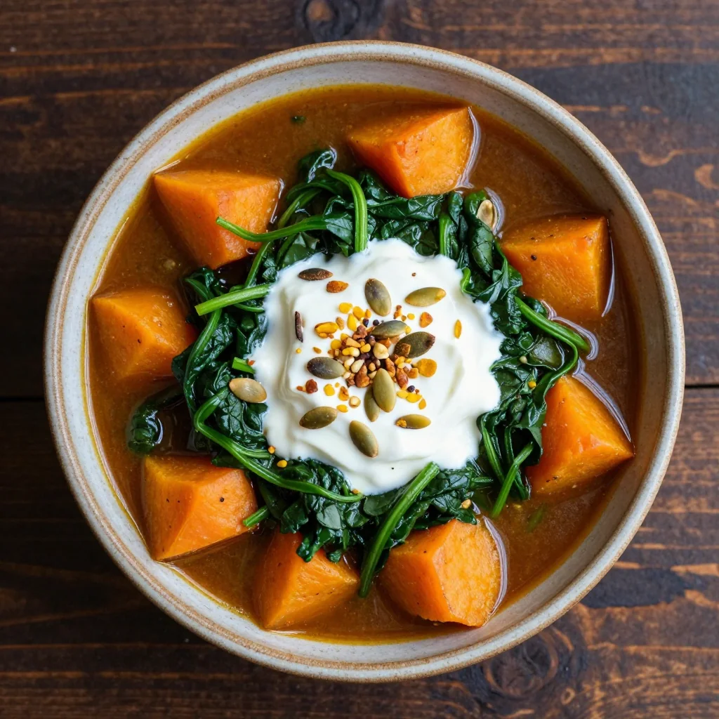 slow cooker sweet potato and spinach stew for nourishing dinners