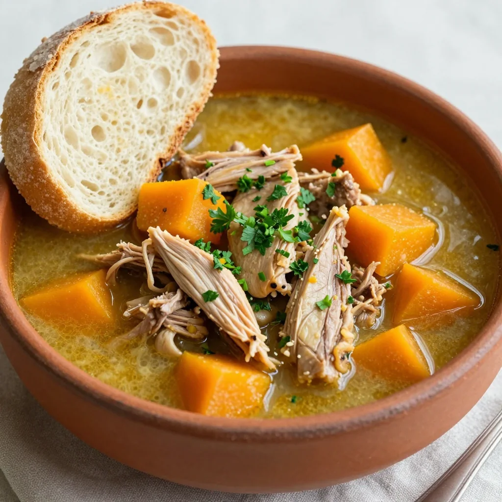 slow cooker turkey and winter squash stew for budget friendly dinners