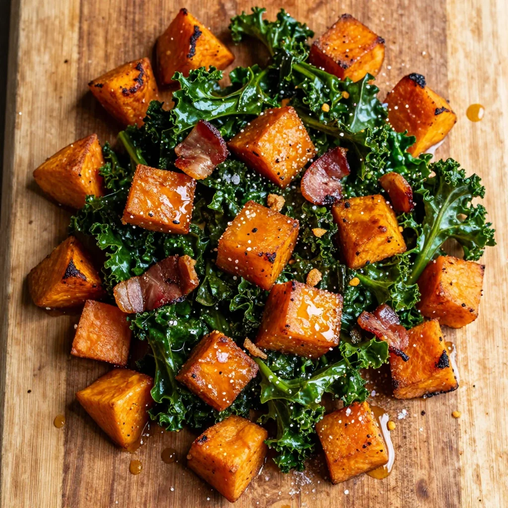 sweet potato and bacon hash with kale for hearty holiday brunch