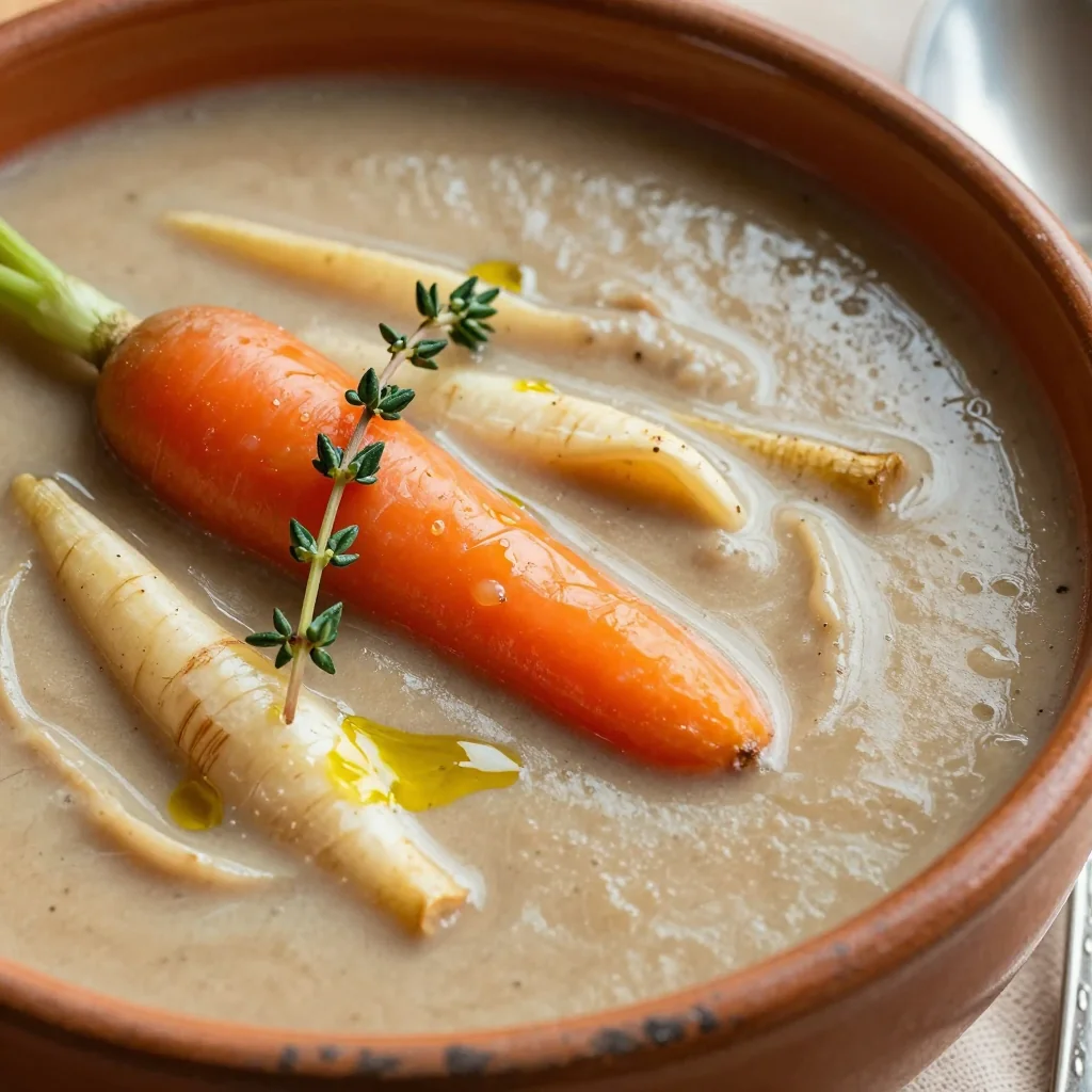 warm carrot and parsnip soup with fresh thyme for winter comfort