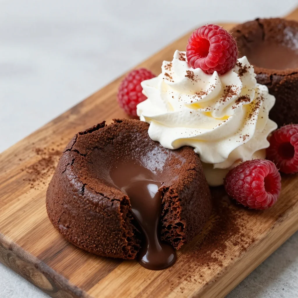 Warm Chocolate Lava Cakes With Whipped Cream