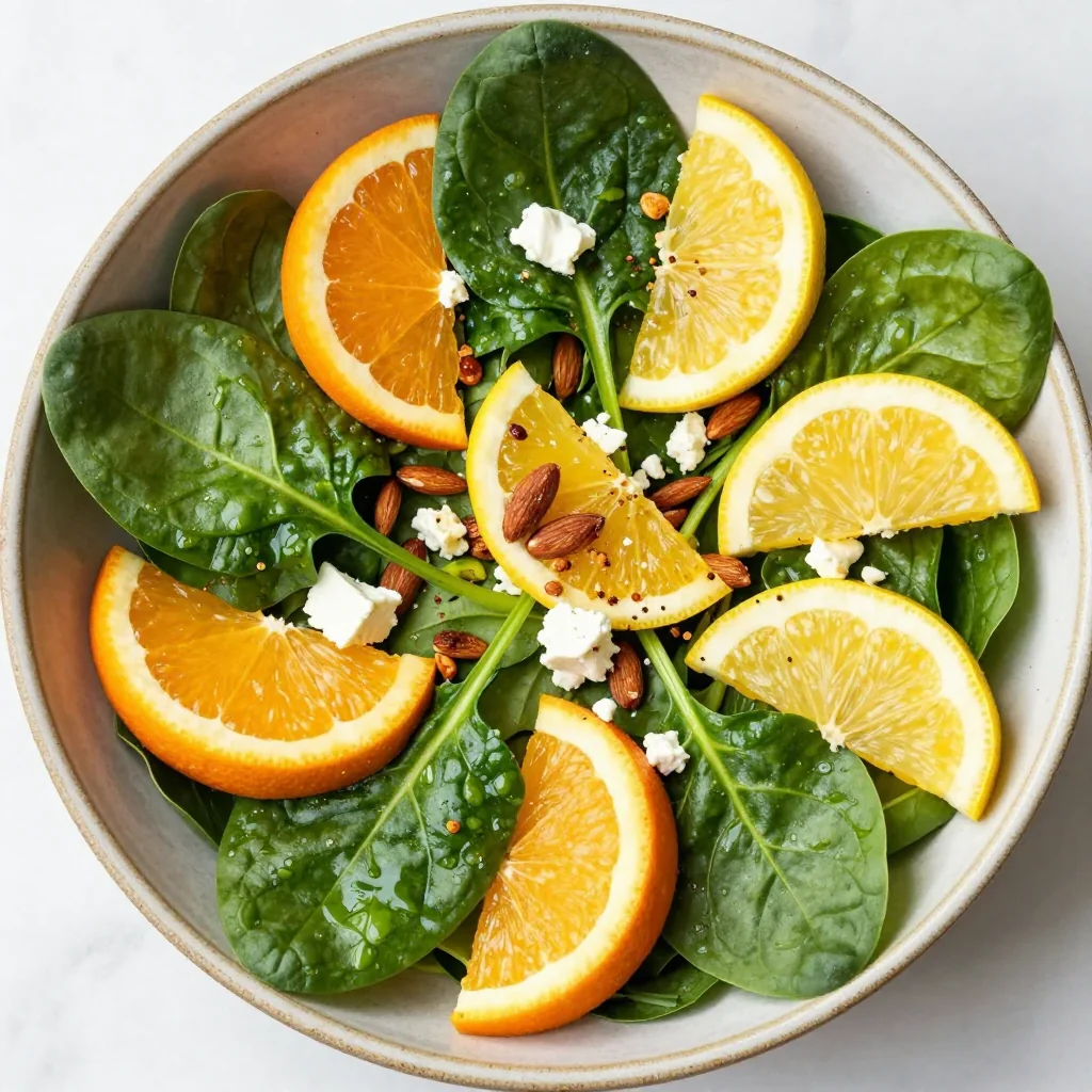 warm citrus and spinach salad with orange and lemon for refreshing mornings