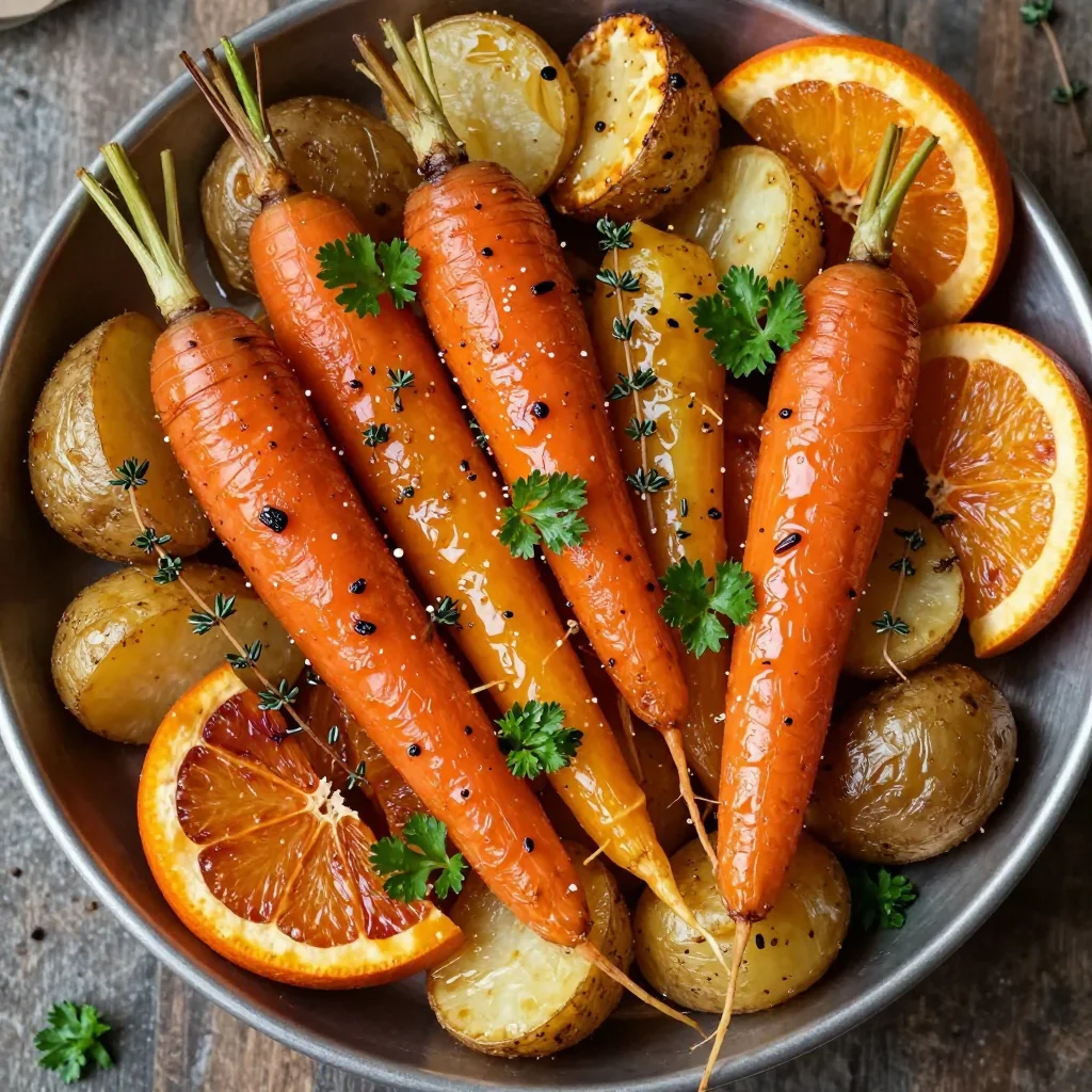 warm citrus roasted root vegetable and potato medley for family suppers