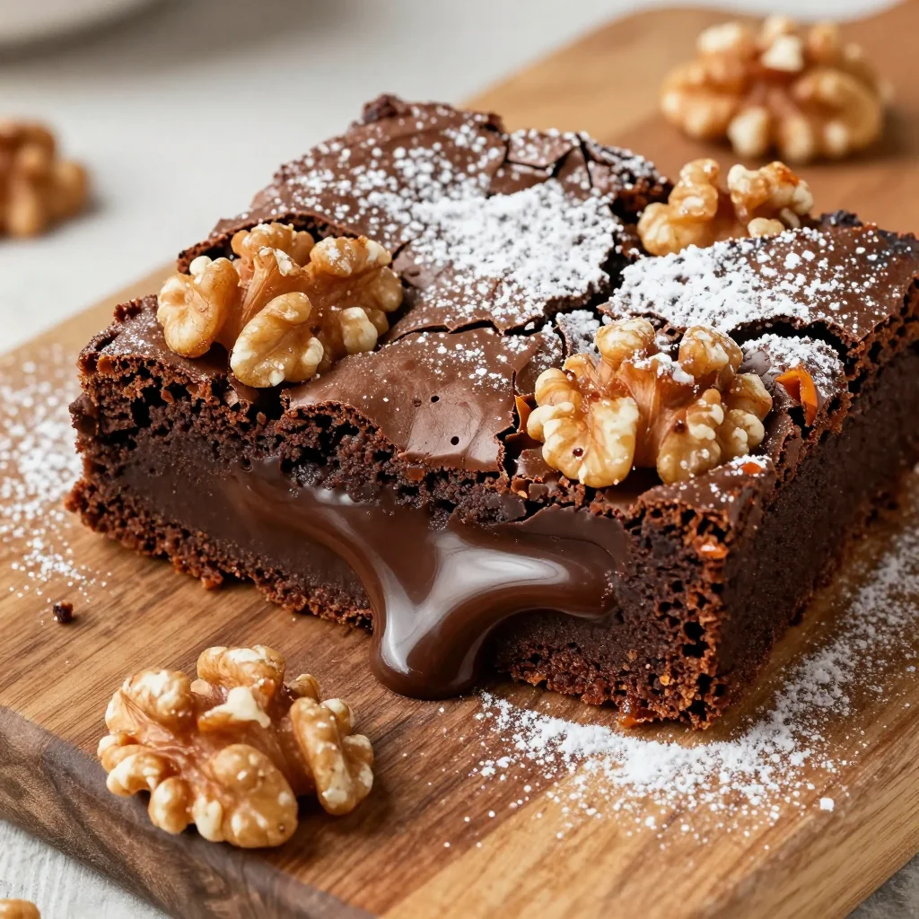Warm Fudgy Walnut Brownies for NFL Playoffs Dessert
