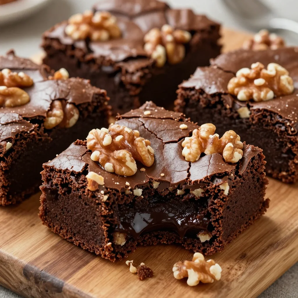 Warm Fudgy Walnut Brownies for NFL Playoffs Dessert
