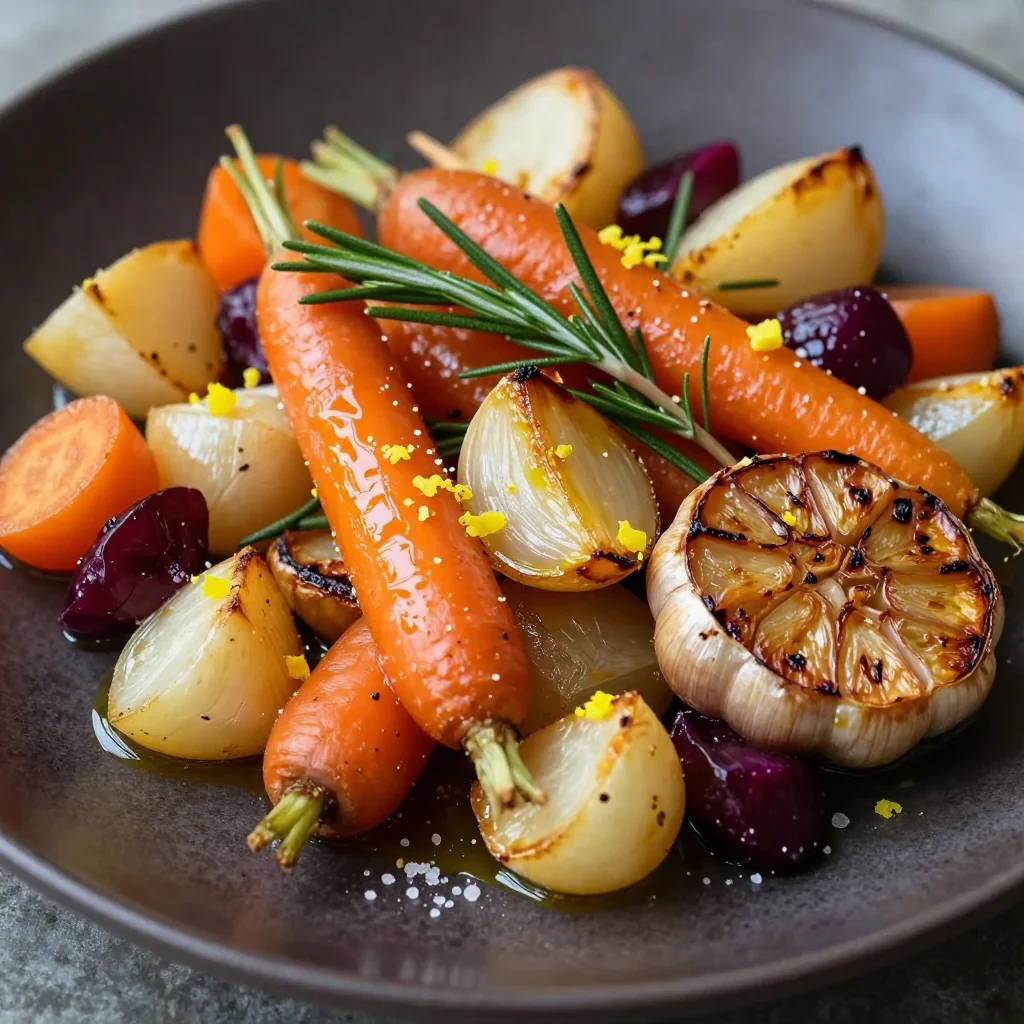 warm roasted root vegetables with lemon and rosemary for family dinners