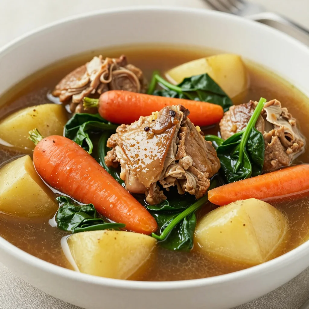 warm slow cooker turkey stew with spinach and root vegetables