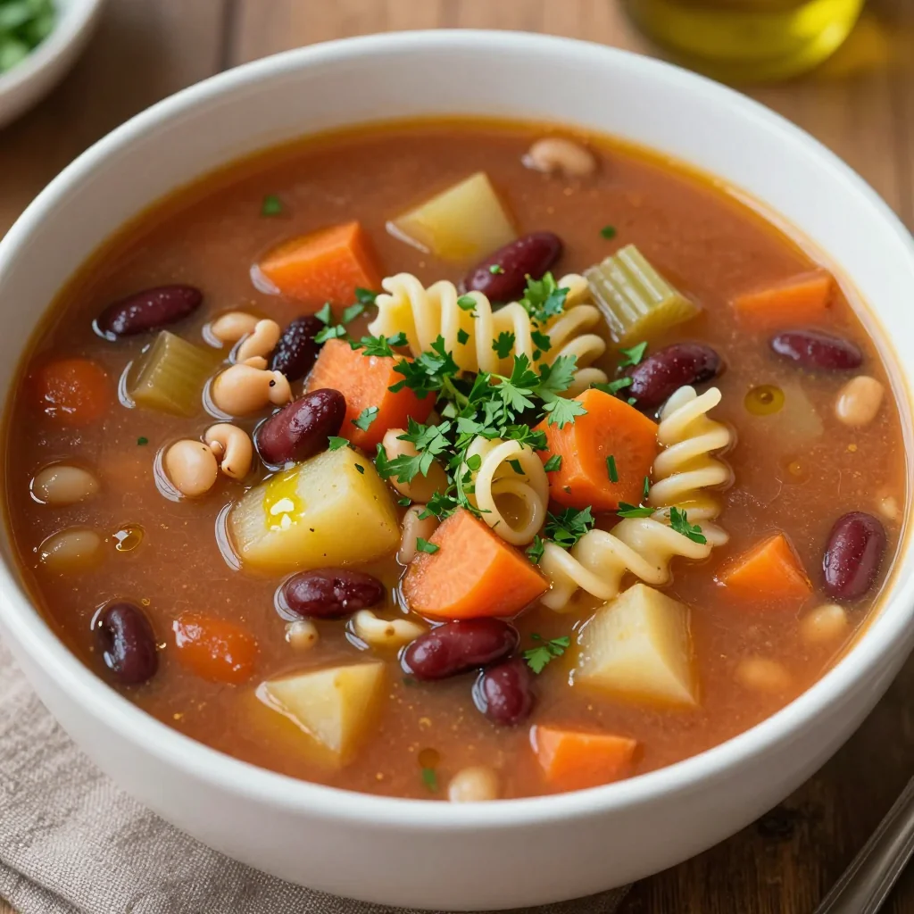 Winter Veggie Minestrone Using Canned Beans Only