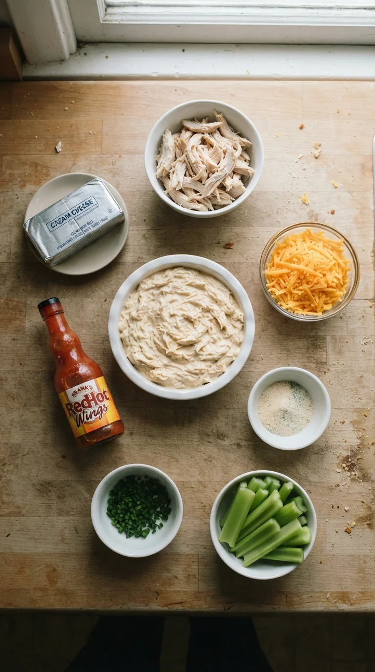 Ingredients for Cheesy Buffalo Chicken Dip Recipe