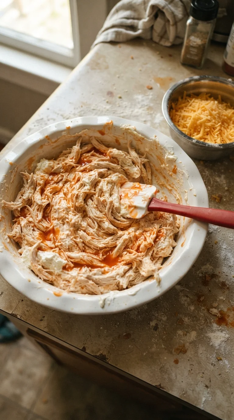 Step-by-step cooking of Cheesy Buffalo Chicken Dip Recipe