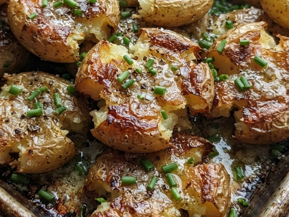 Crispy Garlic Butter Smashed Potatoes