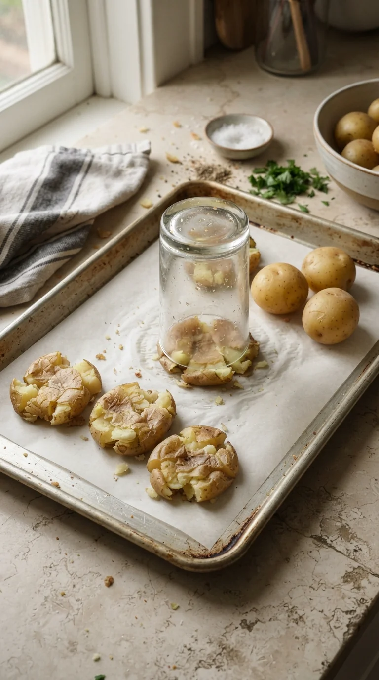 Step-by-step cooking of Crispy Garlic Butter Smashed Potatoes