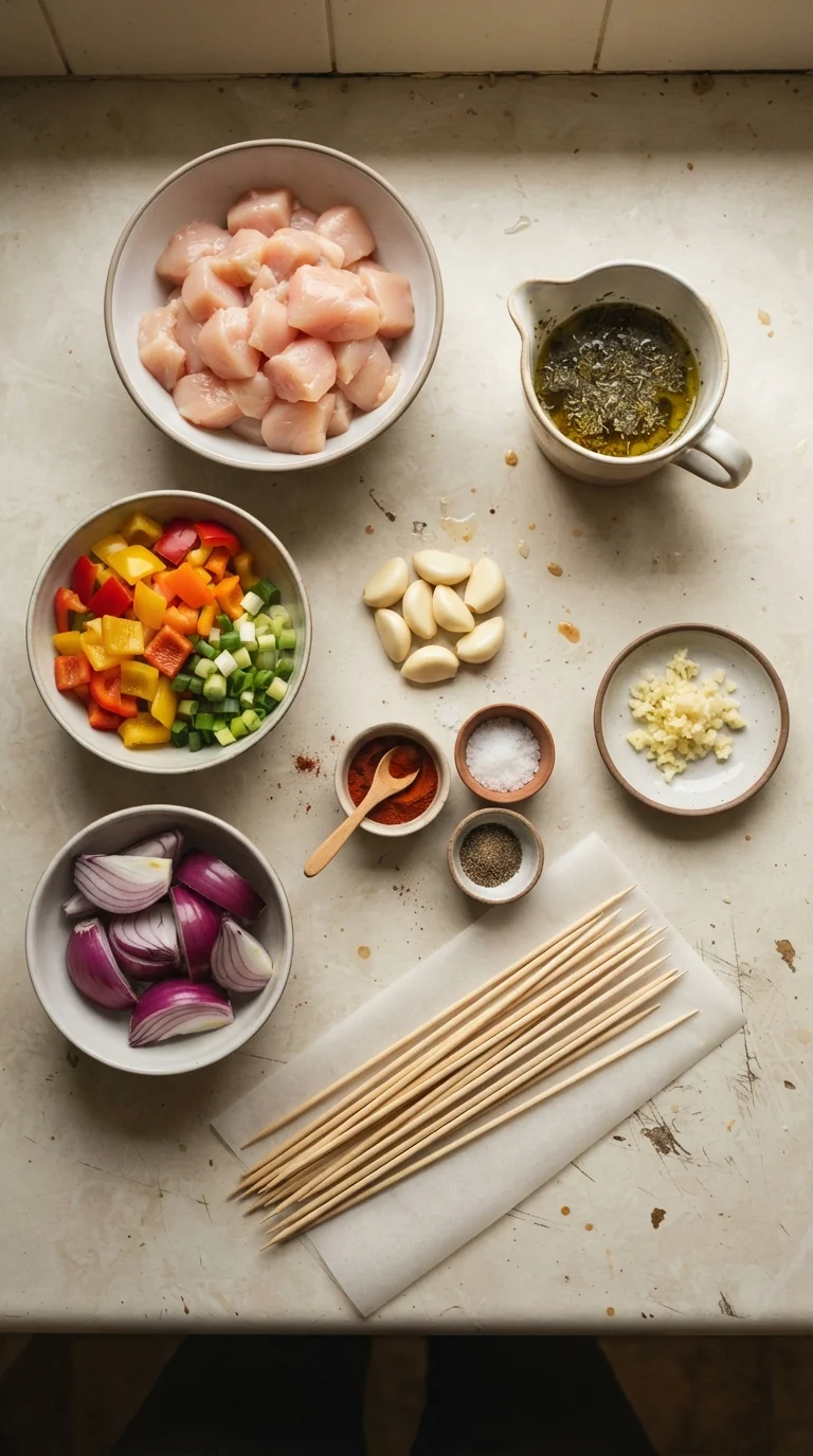 Ingredients for Air Fryer Garlic Herb Chicken Skewers