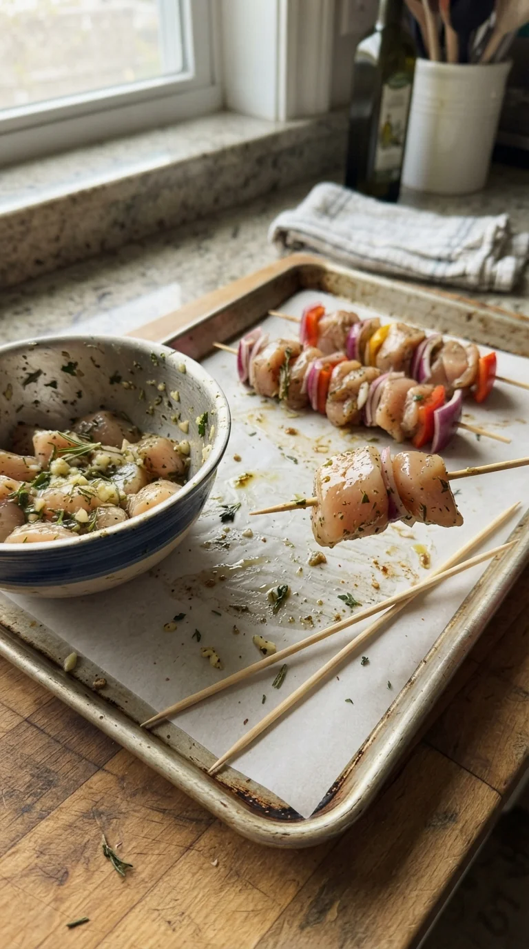 Step-by-step cooking of Air Fryer Garlic Herb Chicken Skewers