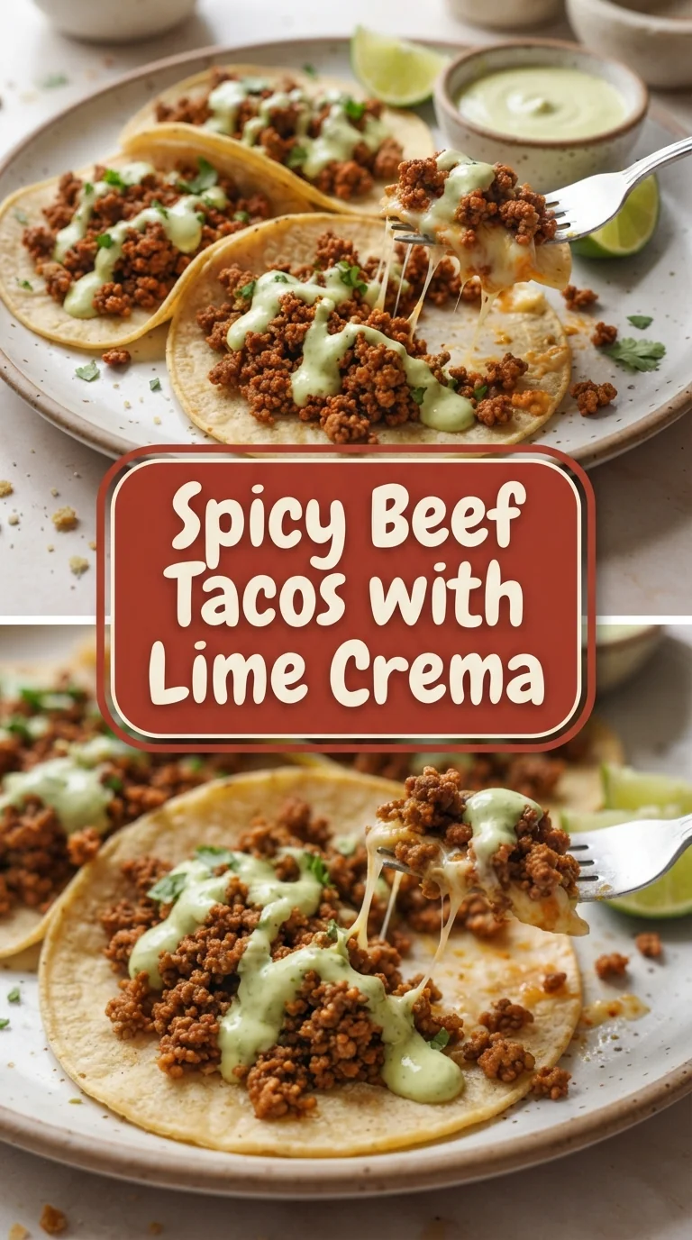 Crisp corn tortillas loaded with seasoned beef, fresh vegetables, and lime crema.