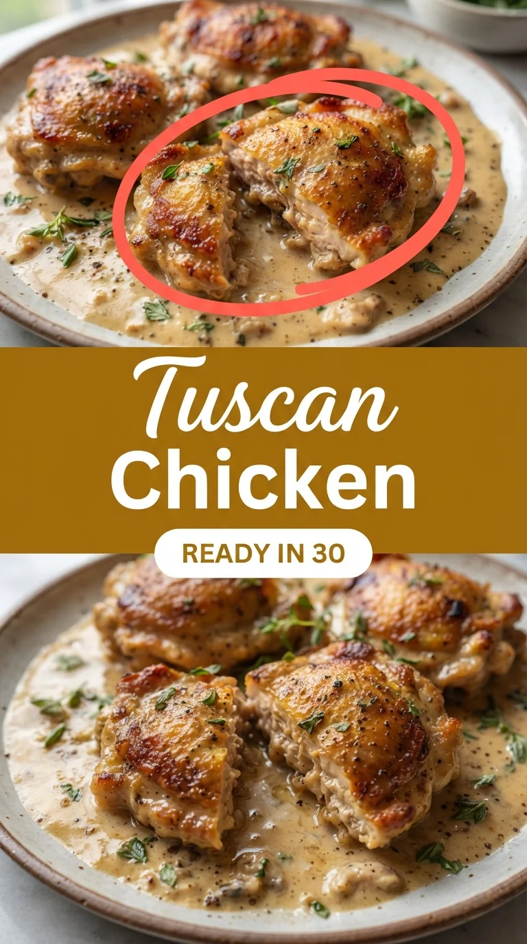 Pan‑seared chicken breasts topped with a creamy white sauce speckled with chopped herbs and grated Parmesan