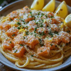 Welcome to the delicious world of Smoky Delight: Smoked Salmon Carbonara! This innovative dish takes the classic Italian favorite, carbonara, and infuses it with the rich, smoky flavor of salmon, creating a culinary experience that's both comforting and sophisticated. Imagine twirling perfectly cooked pasta around your fork, each bite revealing a creamy, luxurious sauce that dances with the essence of fresh dill and zesty lemon. This recipe is a celebration of flavors that will tantalize your taste buds and impress your dinner guests.
