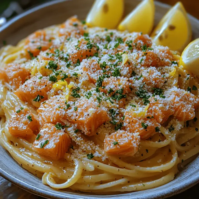 Welcome to the delicious world of Smoky Delight: Smoked Salmon Carbonara! This innovative dish takes the classic Italian favorite, carbonara, and infuses it with the rich, smoky flavor of salmon, creating a culinary experience that's both comforting and sophisticated. Imagine twirling perfectly cooked pasta around your fork, each bite revealing a creamy, luxurious sauce that dances with the essence of fresh dill and zesty lemon. This recipe is a celebration of flavors that will tantalize your taste buds and impress your dinner guests.