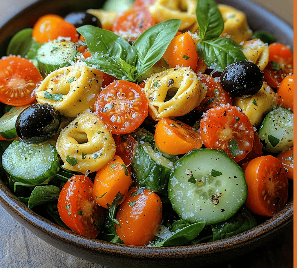 Tortellini, the star of this salad, has a long and rich history rooted in Italian cuisine. Originating from the Emilia-Romagna region, tortellini is a type of pasta that is traditionally stuffed with a variety of fillings, most commonly cheese or meats. The unique shape of tortellini, resembling a small ring, not only makes it fun to eat but also allows it to hold onto sauces and dressings beautifully. This characteristic makes tortellini an excellent base for salads, as it can absorb flavors while providing a delightful chewiness that complements the crunch of fresh vegetables.