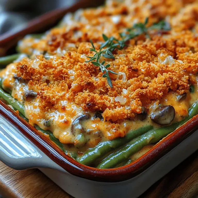 Crunchy Cheddar Green Bean Casserole is more than just a side dish; it's a celebration of flavors, textures, and the comfort of home cooking. This delightful dish takes the traditional green bean casserole and elevates it with a crunchy topping of cheese and crispy fried onions, creating a perfect balance between creamy and crunchy. The appeal of this casserole lies not only in its delicious taste but also in its ability to bring people together around the dinner table.