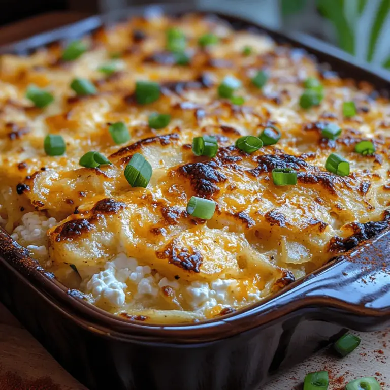 Delve into the delightful world of comfort food with our Crispy Cottage Cheese Hashbrown Bake. This hearty dish combines the crispy texture of golden-brown hashbrowns with the creamy richness of cottage cheese, making it a perfect option for breakfast, brunch, or even as a savory side dish for dinner. Whether you are entertaining guests, preparing a family meal, or indulging in a cozy night in, this recipe is sure to impress with its satisfying blend of flavors and textures.
