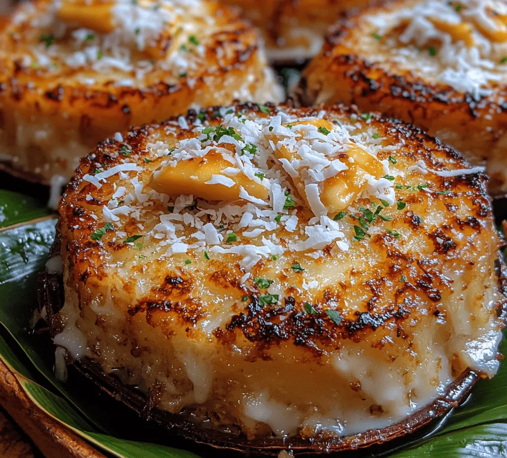 Bibingka is a cherished traditional Filipino delicacy that holds a special place in the hearts and palates of many. This delightful rice cake is typically enjoyed during the Christmas season, often sold by street vendors and served warm, right from the oven. With its soft, fluffy texture and rich coconut flavor, bibingka is more than just a treat; it's a symbol of Filipino culture and a connection to cherished childhood memories. As the enticing aroma wafts through the air, it evokes feelings of nostalgia and comfort, making it a beloved comfort food for both young and old.
