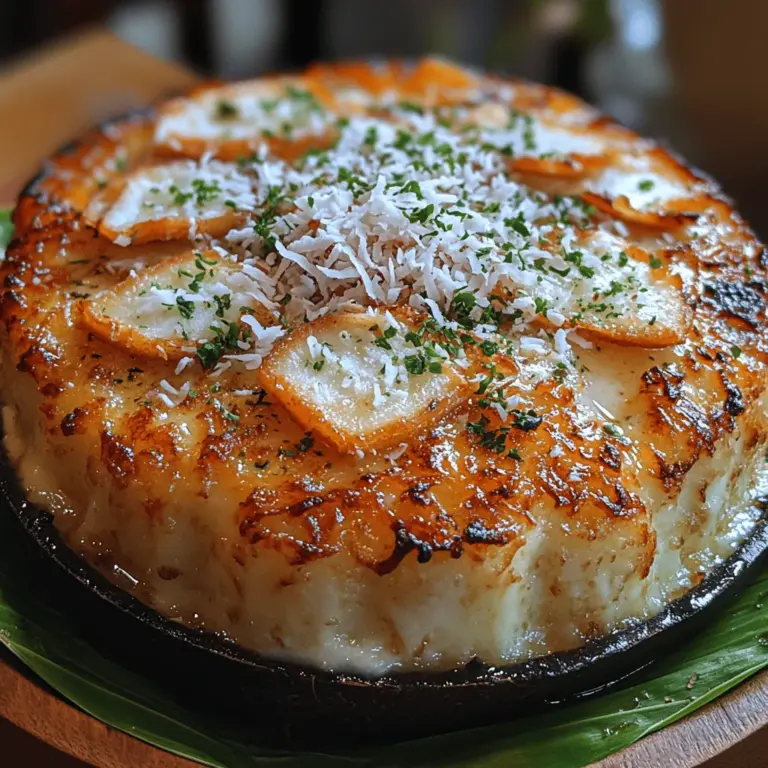 Bibingka is a cherished traditional Filipino delicacy that holds a special place in the hearts and palates of many. This delightful rice cake is typically enjoyed during the Christmas season, often sold by street vendors and served warm, right from the oven. With its soft, fluffy texture and rich coconut flavor, bibingka is more than just a treat; it's a symbol of Filipino culture and a connection to cherished childhood memories. As the enticing aroma wafts through the air, it evokes feelings of nostalgia and comfort, making it a beloved comfort food for both young and old.