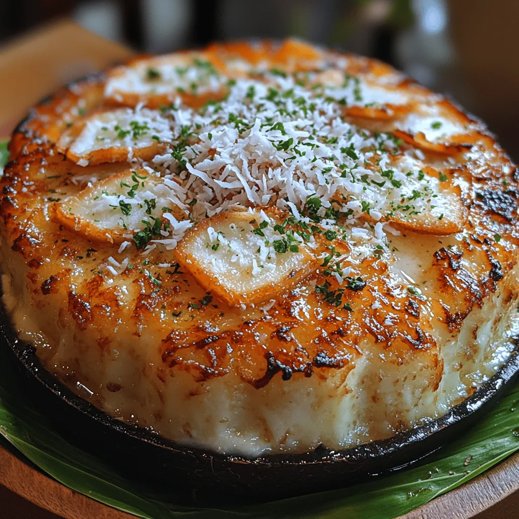 Bibingka is a cherished traditional Filipino delicacy that holds a special place in the hearts and palates of many. This delightful rice cake is typically enjoyed during the Christmas season, often sold by street vendors and served warm, right from the oven. With its soft, fluffy texture and rich coconut flavor, bibingka is more than just a treat; it's a symbol of Filipino culture and a connection to cherished childhood memories. As the enticing aroma wafts through the air, it evokes feelings of nostalgia and comfort, making it a beloved comfort food for both young and old.