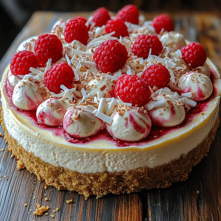If you’re a fan of desserts that tantalize the taste buds and impress at gatherings, then the White Chocolate Raspberry Cheesecake is a must-try. This dessert is a splendid union of velvety cream cheese, luscious white chocolate, and the bright, tangy burst of fresh raspberries. Each slice is a delightful journey into creaminess, sweetness, and a hint of tartness, making it an exquisite choice for celebrations or simply as a treat to indulge yourself.