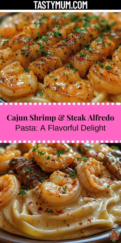 Discover the vibrant flavors of Cajun cuisine with this delicious Cajun Shrimp & Steak Alfredo Pasta recipe. This dish combines the richness of creamy Alfredo sauce with the bold kick of Cajun seasoning, featuring succulent shrimp and juicy steak. Perfect for gatherings, date nights, or cozy dinners, it's a meal that promises to satisfy and impress. Learn how to expertly combine fresh ingredients, season perfectly, and create a comforting culinary experience that captures the essence of Cajun cooking.