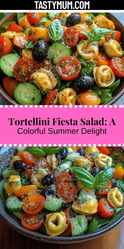 Discover the delightful Tortellini Fiesta Salad, a colorful dish that's perfect for any occasion! This vibrant salad blends cheese tortellini with fresh vegetables like cherry tomatoes, cucumber, and bell pepper, offering a satisfying crunch and plenty of nutrition. Ideal for summer gatherings or a light meal, it’s easy to customize with your favorite ingredients. Enjoy a burst of flavors and textures in every bite with this versatile and nutritious salad!