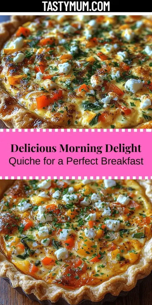 Discover the joy of breakfast with the Morning Delight Quiche, a versatile dish that delights with every bite. This quiche features a flaky crust filled with creamy eggs, whole milk, sharp cheddar, tangy feta, and a colorful mix of fresh spinach and bell peppers. Enhanced with savory turkey sausage and seasoned to perfection, it’s a healthy and satisfying start to your day. Perfect for brunch or a quick weekday meal, this recipe is sure to impress family and friends alike!