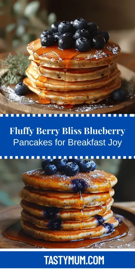 Start your day with a delightful stack of Berry Bliss Blueberry Pancakes! These fluffy pancakes are simple to make and bursting with the sweet-tart flavor of fresh blueberries. With basic ingredients and easy-to-follow steps, you can impress family and friends at breakfast. Whether you prefer them topped with syrup, additional fruits, or whipped cream, this recipe offers a deliciously customizable experience. Discover the joy of cooking and indulge in this breakfast favorite!
