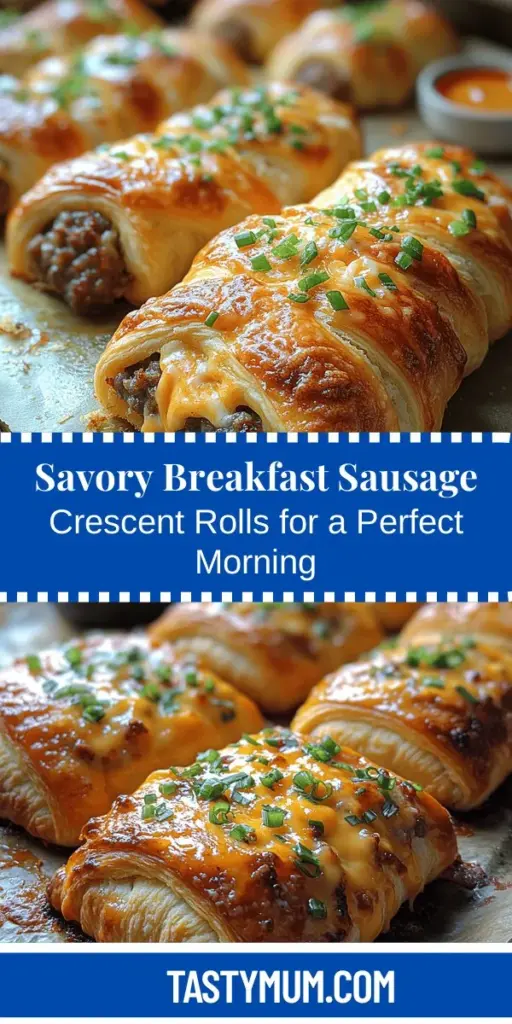 Start your mornings off right with Savory Breakfast Sausage Crescent Rolls! These flaky, buttery rolls are filled with delicious ground sausage, melted cheese, and fresh green onions, making them a perfect blend of flavors and textures. Whether it's a special brunch or a quick weekday breakfast, this simple recipe will satisfy your cravings. Easy to customize with your favorite ingredients, these rolls are a tasty treat that everyone will love. Don’t miss out on this delightful breakfast option!