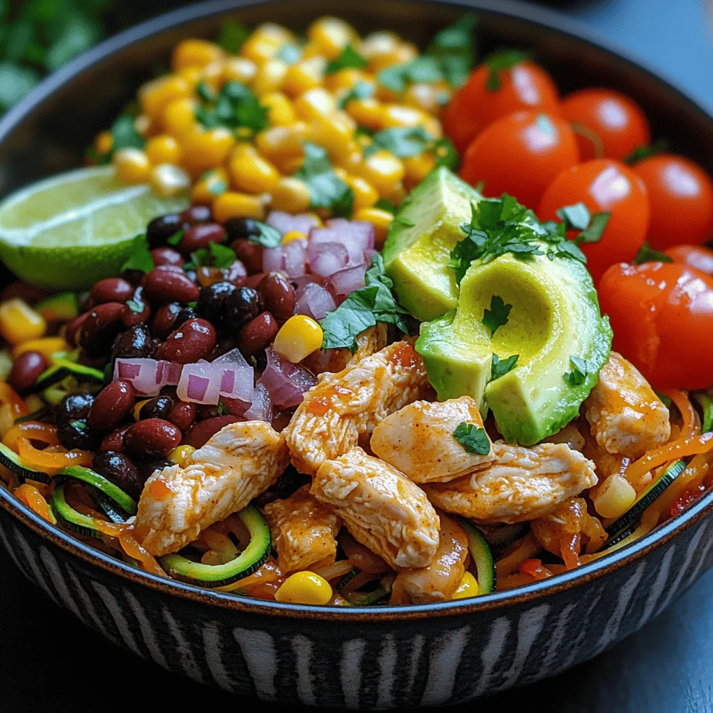 Taco Chicken Zoodle Bowls are a standout recipe that combines the satisfying essence of tacos with the fresh crunch of zucchini noodles, or 