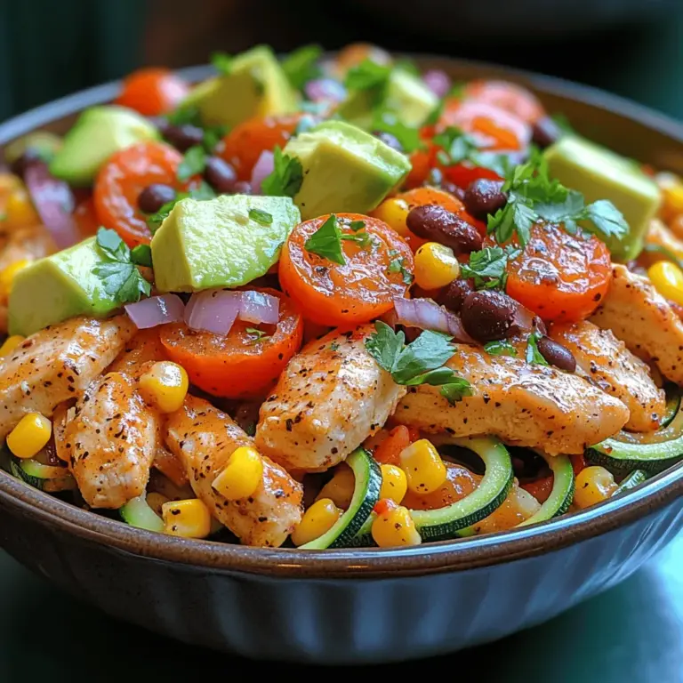 Taco Chicken Zoodle Bowls are a standout recipe that combines the satisfying essence of tacos with the fresh crunch of zucchini noodles, or "zoodles." This dish masterfully balances protein from chicken, an array of colorful vegetables, and healthy fats from avocado. Each bowl is not only visually appealing but also brimming with nutrients, making it a wholesome meal choice for lunch or dinner. For those navigating dietary restrictions or lifestyle choices, this recipe is adaptable, catering to keto, paleo, and gluten-free diets.