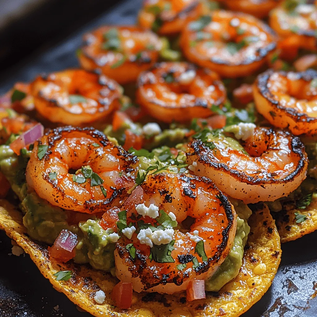 In the world of culinary delights, few dishes can match the vibrant and refreshing combination found in Zesty Shrimp Guacamole Tostadas. This dish artfully blends succulent shrimp with creamy guacamole, all atop a crispy tostada shell. What makes this dish truly stand out is its unique layering of flavors and textures — the crunch of the tostada, the rich creaminess of the guacamole, and the zing of seasoned shrimp come together harmoniously to create a delightful culinary experience.
