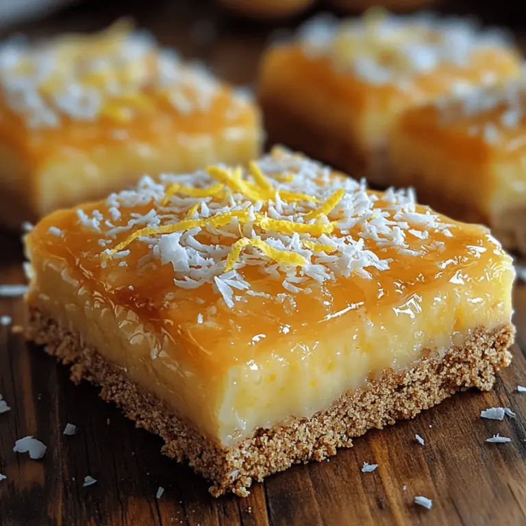 At the heart of every great dessert bar lies a solid base, and for Citrusy Coconut Bliss Bars, that base is made from graham cracker crumbs. These crumbs provide not only structure but also a subtle sweetness that pairs beautifully with the tangy lemon filling. When combined with melted butter, the crumbs transform into a crumbly yet cohesive layer that serves as the perfect canvas for the rest of the ingredients.