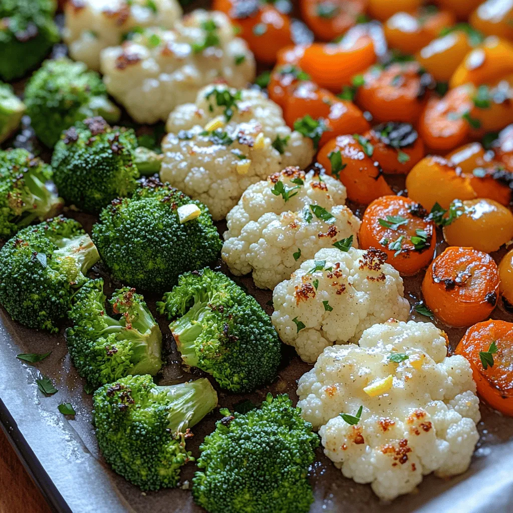 The star ingredients in this Savory Garlic Butter Roasted Veggies recipe include <strong>broccoli</strong>, <strong>cauliflower</strong>, <strong>baby carrots</strong>, and <strong>bell peppers</strong>. Each of these vegetables not only adds vibrant color but also packs a nutritional punch that supports a healthy diet.” /></p>
</p>
<h3>Coating the Veggies: Tips for Ensuring Even Distribution of Flavors</h3>
</p>
<p>Coating your vegetables properly is crucial for achieving the full flavor potential of your Savory Garlic Butter Roasted Veggies. Start by washing and drying your selected vegetables thoroughly. This step is important as excess moisture can hinder the roasting process, preventing your veggies from achieving that desirable caramelization.</p>
</p>
<p>To ensure an even distribution of the garlic butter mixture, follow these steps:</p>
</p>
<p>1. <strong>Preparation of the Coating</strong>: Melt the butter and mix it with minced garlic, salt, pepper, and your choice of herbs. A good ratio is about 1 tablespoon of melted butter for every 2 cups of chopped vegetables. Adjust the amount based on your preference for richness and flavor.</p>
</p>
<p>2. <strong>Tossing Method</strong>: Place the vegetables in a large mixing bowl. Pour the melted garlic butter evenly over the veggies. Using your hands or a spatula, toss the vegetables gently but thoroughly, making sure they are coated on all sides. This not only enhances flavor but also helps in achieving a more even roast.</p>
</p>
<p>3. <strong>Use of a Baking Sheet</strong>: After tossing, spread the vegetables out on a baking sheet lined with parchment paper. Ensure they are in a single layer and avoid overcrowding, as this can lead to steaming instead of roasting. The vegetables should have enough space between them to allow hot air to circulate, promoting even cooking.</p>
</p>
<h3>Spreading and Roasting: Techniques for Optimal Roasting and Caramelization</h3>
</p>
<p>Roasting vegetables is an art that thrives on precision and timing. Here’s how to master the process for your Savory Garlic Butter Roasted Veggies:</p>
</p>
<p>1. <strong>Preheat Your Oven</strong>: Begin by preheating your oven to 425°F (220°C). This high temperature is essential for optimal caramelization, helping the natural sugars in the vegetables to develop a lovely, sweet flavor.</p>
</p>
<p>2. <strong>Roasting Process</strong>: Once your oven is preheated, place the baking sheet in the oven. Roast the vegetables for about 25-30 minutes, depending on the type and size of your veggies. It’s important to stir the vegetables halfway through cooking to ensure they roast evenly. This will prevent any pieces from burning and allow all the vegetables to achieve that golden-brown exterior.</p>
</p>
<p>3. <strong>Monitoring Progress</strong>: Keep an eye on the vegetables during the last few minutes of roasting. You’ll want to look for a crispy exterior and tender interior. A fork should easily pierce the vegetables when they are done. The edges should be caramelized, indicating that the sugars have developed correctly.</p>
</p>
<h3>The Science of Roasting Vegetables</h3>
</p>
<p>Roasting transforms vegetables in significant ways. The combination of high heat, dry air, and time causes a series of chemical reactions that enhance flavor and texture.</p>
</p>
<p>1. <strong>Flavor Development</strong>: When vegetables are roasted, their natural sugars caramelize, creating complex flavors and a satisfying depth that raw or steamed vegetables simply do not have. This Maillard reaction produces savory notes that enhance the overall dish.</p>
</p>
<p>2. <strong>Texture Changes</strong>: Roasting causes the outer layers of the vegetables to crisp up while the insides become tender. This contrast of textures makes each bite enjoyable and satisfying.</p>
</p>
<h3>Timing and Temperature</h3>
</p>
<p>Getting the timing and temperature right is essential for perfect roasted veggies. The general guideline is to keep your oven temperature around 425°F (220°C) and to roast your vegetables for about 25-30 minutes. However, different vegetables have different cooking times. For optimal results:</p>
</p>
<p>– <strong>Root Vegetables</strong> (like carrots and potatoes): They typically take longer, around 30-40 minutes.</p>
<p>– <strong>Cruciferous Vegetables</strong> (like broccoli and Brussels sprouts): They cook faster, usually within 20-25 minutes.</p>
</p>
<p>Remember to stir the vegetables halfway through cooking to ensure even browning and to monitor their progress closely as they approach the end of their roasting time.</p>
</p>
<h3>Achieving Perfect Caramelization</h3>
</p>
<p>To know when your veggies are perfectly roasted and caramelized, look for visual and textural cues:</p>
</p>
<p>– <strong>Color</strong>: The vegetables should exhibit a golden-brown color on the edges.</p>
<p>– <strong>Texture</strong>: A slight crunch on the outside with a fork-tender bite inside indicates they are done.</p>
<p>– <strong>Aroma</strong>: The smell of roasted vegetables should be enticing, with a savory, slightly sweet aroma filling your kitchen.</p>
</p>
<h3>Serving Suggestions for Savory Garlic Butter Roasted Veggies</h3>
</p>
<p>Savory Garlic Butter Roasted Veggies make a versatile side dish that pairs well with various main courses:</p>
</p>
<p>1. <strong>Pairing with Main Dishes</strong>: These roasted veggies complement a wide range of dishes, from grilled meats like chicken, steak, or fish to hearty plant-based proteins such as lentils, chickpeas, or tofu. The buttery garlic flavor enhances any protein dish, making it a perfect addition to your dinner table.</p>
</p>
<p>2. <strong>Making It a Complete Meal</strong>: Consider transforming your roasted veggies into a complete meal by adding them to grain bowls or salads. Pair them with quinoa, brown rice, or farro, and top with a protein of your choice. You can even drizzle a balsamic reduction or tahini dressing over the top for added flavor.</p>
</p>
<p>3. <strong>Presentation Tips</strong>: To enhance the visual appeal of your dish, serve the roasted vegetables in a shallow bowl or on a platter. Drizzle with extra melted garlic butter or sprinkle fresh herbs, such as parsley or thyme, on top for a pop of color. A squeeze of lemon juice can also brighten the flavors and make the dish more vibrant.</p>
</p>
<h3>Nutritional Benefits of the Ingredients</h3>
</p>
<p>Incorporating a variety of vegetables into your diet offers numerous health benefits:</p>
</p>
<p>1. <strong>Health Benefits of a Variety of Vegetables</strong>: Different vegetables provide various essential vitamins, minerals, and antioxidants. Leafy greens can boost your iron levels, while cruciferous vegetables like broccoli are known for their cancer-fighting properties. Eating a colorful array of vegetables ensures you receive a broad spectrum of nutrients.</p>
</p>
<p>2. <strong>Role of Healthy Fats</strong>: Olive oil and butter, when used in moderation, contribute healthy fats to your diet. Healthy fats are essential for nutrient absorption and help maintain healthy skin and hair. They also provide a source of energy and can improve heart health when consumed as part of a balanced diet.</p>
</p>
<p>3. <strong>Herbs and Spices</strong>: The garlic and any additional herbs used in this recipe aren’t just for flavor; they also pack a nutritional punch. Garlic has been shown to have anti-inflammatory and immune-boosting properties, while fresh herbs can provide antioxidants that help protect your body against oxidative stress.</p>
</p>
<h3>Conclusion</h3>
</p>
<p>Savory Garlic Butter Roasted Veggies epitomize simplicity and deliciousness. With their rich flavors and appealing textures, they are sure to become a staple in your kitchen. This recipe not only highlights the versatility of seasonal vegetables but also encourages creativity in pairing and presentation.</p>
</p>
<p>Feel free to experiment with different vegetable combinations and seasonings to tailor the recipe to your taste preferences. Whether served as a side dish or incorporated into a larger meal, these roasted veggies are bound to impress. Take the plunge and enjoy the delightful flavors and health benefits that come from roasting your favorite vegetables!</p>
</div>