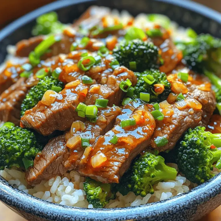 Savory Beef and Broccoli Delight is a classic dish that gracefully marries tender beef with crisp broccoli, resulting in a meal that is both delicious and nutritious. This dish has gained immense popularity in households around the world, especially in Asian cuisine, due to its rich flavors and vibrant presentation. The combination of succulent flank steak and bright green broccoli not only pleases the palate but also provides a wholesome meal that can be enjoyed any day of the week.