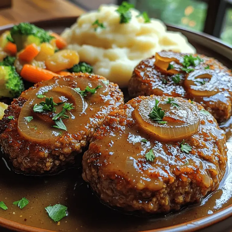 Salisbury steak—a name that resonates with many as a quintessential comfort food. This dish, often associated with hearty family dinners and nostalgic memories, combines ground beef with a savory sauce, making it a favorite across generations. The appeal of Salisbury steak lies not just in its rich flavors but also in the warmth it brings to the dining table. When made from scratch, this dish evokes feelings of home and comfort, reminding us of simpler times spent with loved ones.